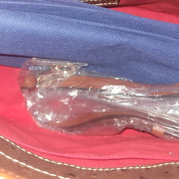 Dooney & Bourke Brown Leather Tote with Ostrich Texture - Picture 2 of 3